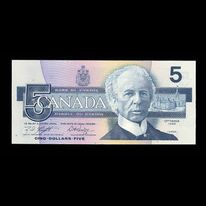 Canada, Banque du Canada, 5 dollars : 1986