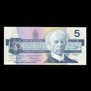 Canada, Banque du Canada, 5 dollars : 1986