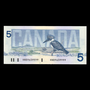 Canada, Banque du Canada, 5 dollars : 1986