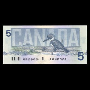 Canada, Banque du Canada, 5 dollars : 1986