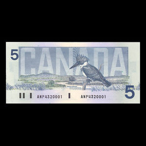 Canada, Banque du Canada, 5 dollars : 1986