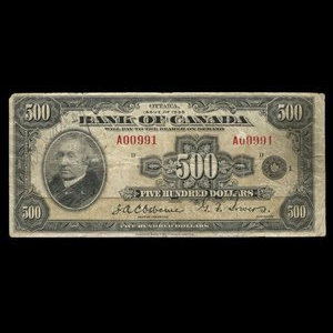 Canada, Banque du Canada, 500 dollars : 1935