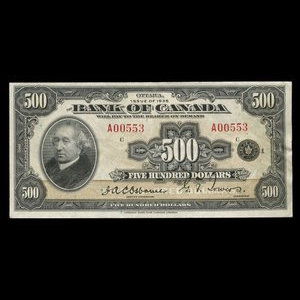 Canada, Banque du Canada, 500 dollars : 1935