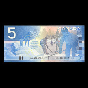 Canada, Banque du Canada, 5 dollars : 2002