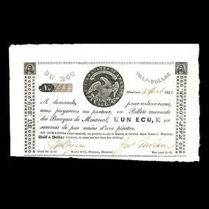 Canada, Jno. Molson (fils), 1 écu : 1 août 1837