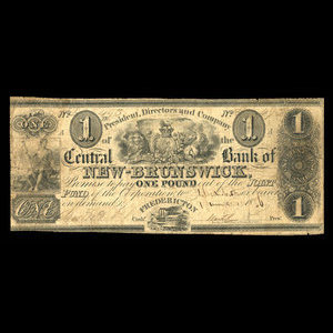 Canada, Central Bank of New Brunswick, 1 livre(anglaise) : 1 juin 1856