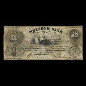 Canada, Molsons Bank, 2 piastres : 1 octobre 1855