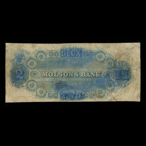 Canada, Molsons Bank, 2 piastres : 1 octobre 1855