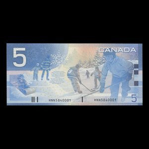 Canada, Banque du Canada, 5 dollars : 2002