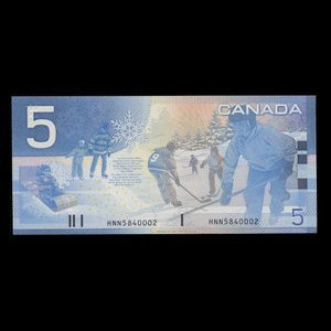 Canada, Banque du Canada, 5 dollars : 2002