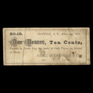 Canada, Read, Stevenson & Cie., 10 cents : 1 mars 1876