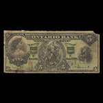 Canada, Ontario Bank, 5 dollars : 1 janvier 1898