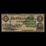 Canada, Ontario Bank, 4 dollars : 1 août 1870