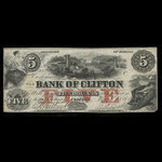 Canada, Bank of Clifton, 5 dollars : 1 novembre 1859