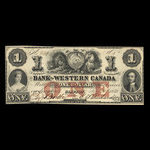 Canada, Bank of Western Canada, 1 dollar : 20 septembre 1859