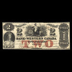 Canada, Bank of Western Canada, 2 dollars : 20 septembre 1859