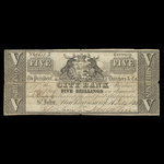 Canada, City Bank (Saint John), 5 shillings : 16 juillet 1836