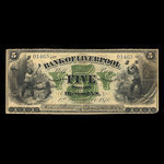 Canada, Bank of Liverpool, 5 dollars : 1 novembre 1871