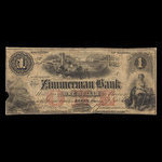 Canada, Zimmerman Bank, 1 dollar : 7 juin 1856