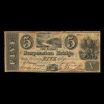 Canada, Niagara Suspension Bridge Bank, 5 dollars : 13 octobre 1840