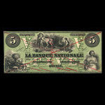 Canada, La Banque Nationale, 5 dollars : 28 avril 1860