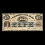 Canada, Union Bank of Newfoundland, 5 livres(anglaise) : 1 août 1883