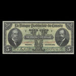 Canada, Banque Provinciale du Canada, 5 dollars : 1 août 1928