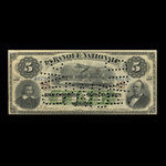 Canada, La Banque Nationale, 5 dollars : 1 mars 1883