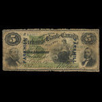 Canada, Exchange Bank of Canada, 5 dollars : 1 octobre 1872