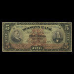 Canada, Molsons Bank, 5 dollars : 3 janvier 1903