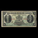 Canada, Banque Royale du Canada, 5 dollars : 2 janvier 1913