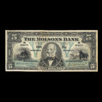 Canada, Molsons Bank, 5 dollars : 2 janvier 1912