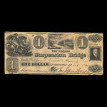 Canada, Niagara Suspension Bridge Bank, 1 dollar : 13 octobre 1840