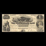 Canada, Westmorland Bank of New Brunswick, 1 dollar : 1 juin 1854