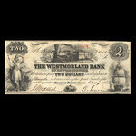 Canada, Westmorland Bank of New Brunswick, 2 dollars : 1 mai 1856