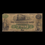 Canada, Westmorland Bank of New Brunswick, 2 dollars : 1 août 1861