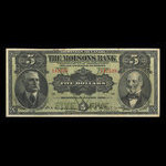 Canada, Molsons Bank, 5 dollars : 2 janvier 1908