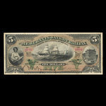 Canada, Merchants' Bank of Halifax, 5 dollars : 2 janvier 1892