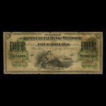 Canada, Commercial Bank of Windsor, 4 dollars : 1 juillet 1871