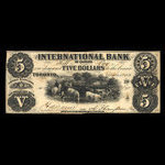 Canada, International Bank of Canada, 5 dollars : 15 septembre 1858