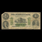 Canada, Peoples Bank of New Brunswick, 1 dollar : 2 janvier 1874