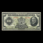 Canada, Banque Royale du Canada, 100 dollars : 3 janvier 1927