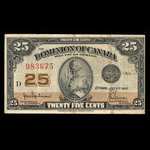 Canada, Dominion du Canada, 25 cents : 2 juillet 1923