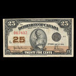 Canada, Dominion du Canada, 25 cents : 2 juillet 1923