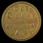 Canada, Agincourt Dairy, 1 pinte de lait : 1895