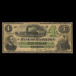 Canada, Bank of Hamilton, 4 dollars : 2 septembre 1872