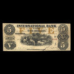 Canada, International Bank of Canada, 5 dollars : 15 septembre 1858