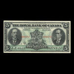 Canada, Banque Royale du Canada, 5 dollars : 2 janvier 1913