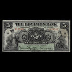 Canada, Dominion Bank, 5 dollars : 3 juillet 1905