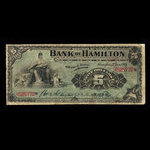 Canada, Bank of Hamilton, 5 dollars : 2 janvier 1904